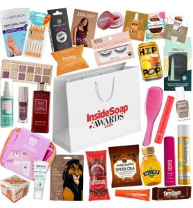 Items in the goodie bags given to all attendees at the Inside Soap Awards 2025.